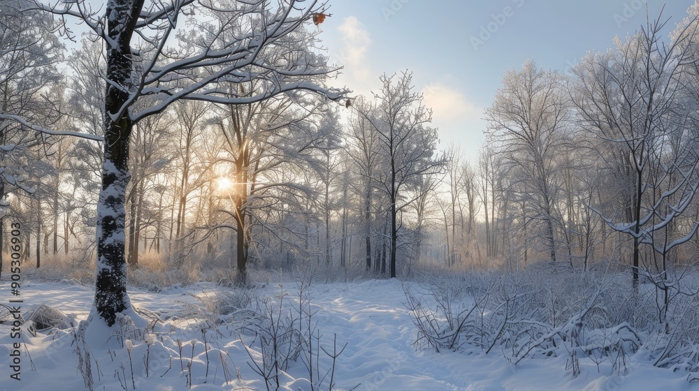 Fototapeta premium Bare winter scene panorama