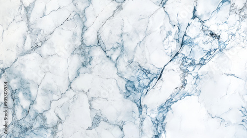 A detailed close-up of white Italian marble with delicate blue veining. The subtle contrast and intricate patterns highlight the marble's classic elegance.