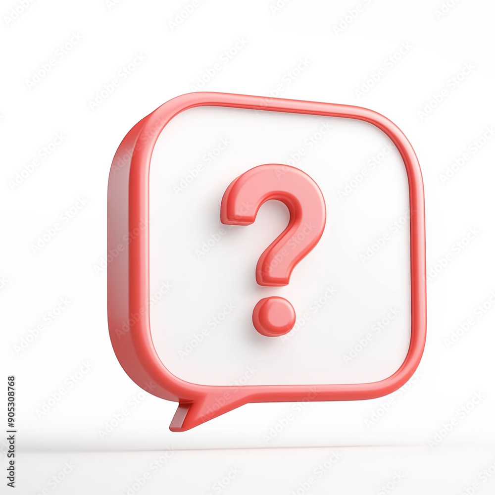 3d white speech bubble with red question mark on white background. 3d white speech bubble with red question mark on white background.