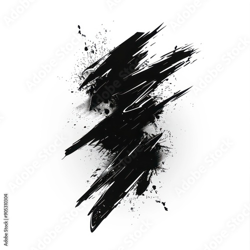 smear of black paint in the shape of a lightning bolt