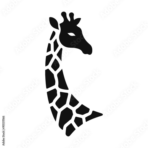 Graphic illustration of a giraffe silhouette logo design