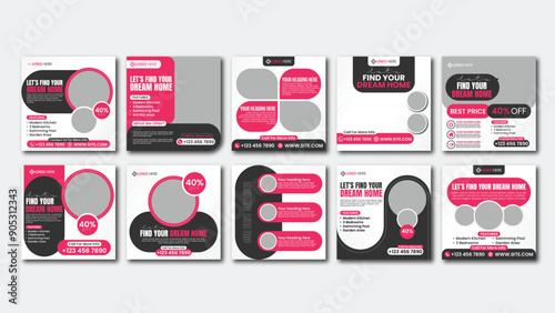 Set of creative corporate Social media post template square banner poster flyer carousal ads
