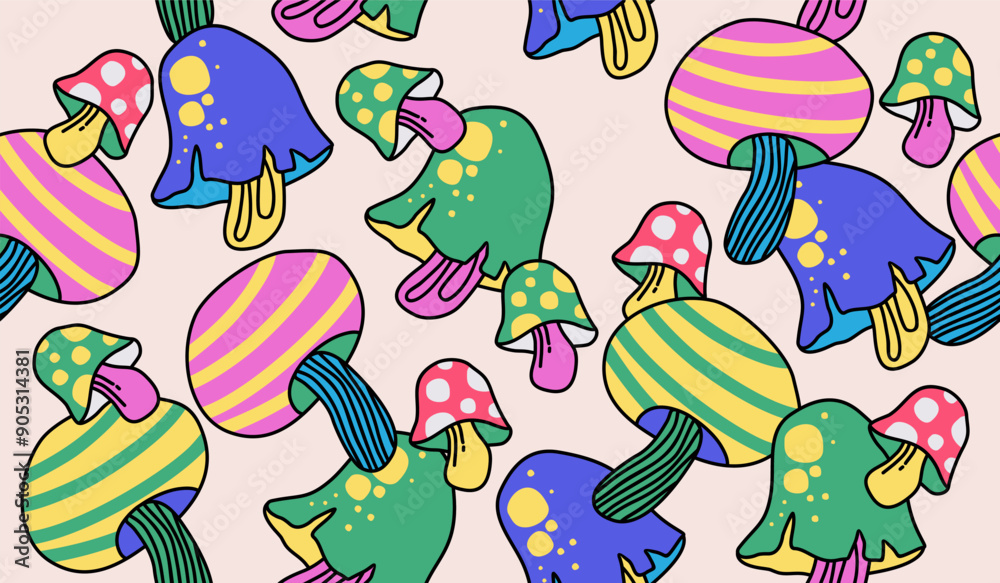 Cute mushroom pattern background vector design Cute mushroom pattern background vector design