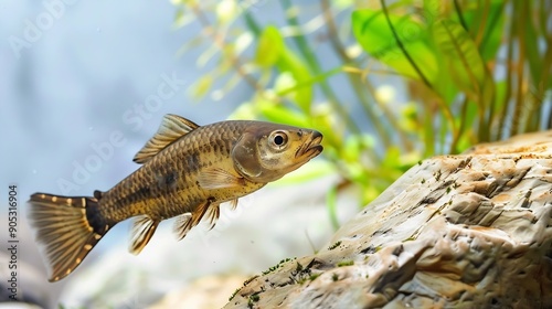 Stream barilius fish on isolated white background Barilius koratensisis freshwater ornamental fish habitat stream on mountain : Generative AI photo