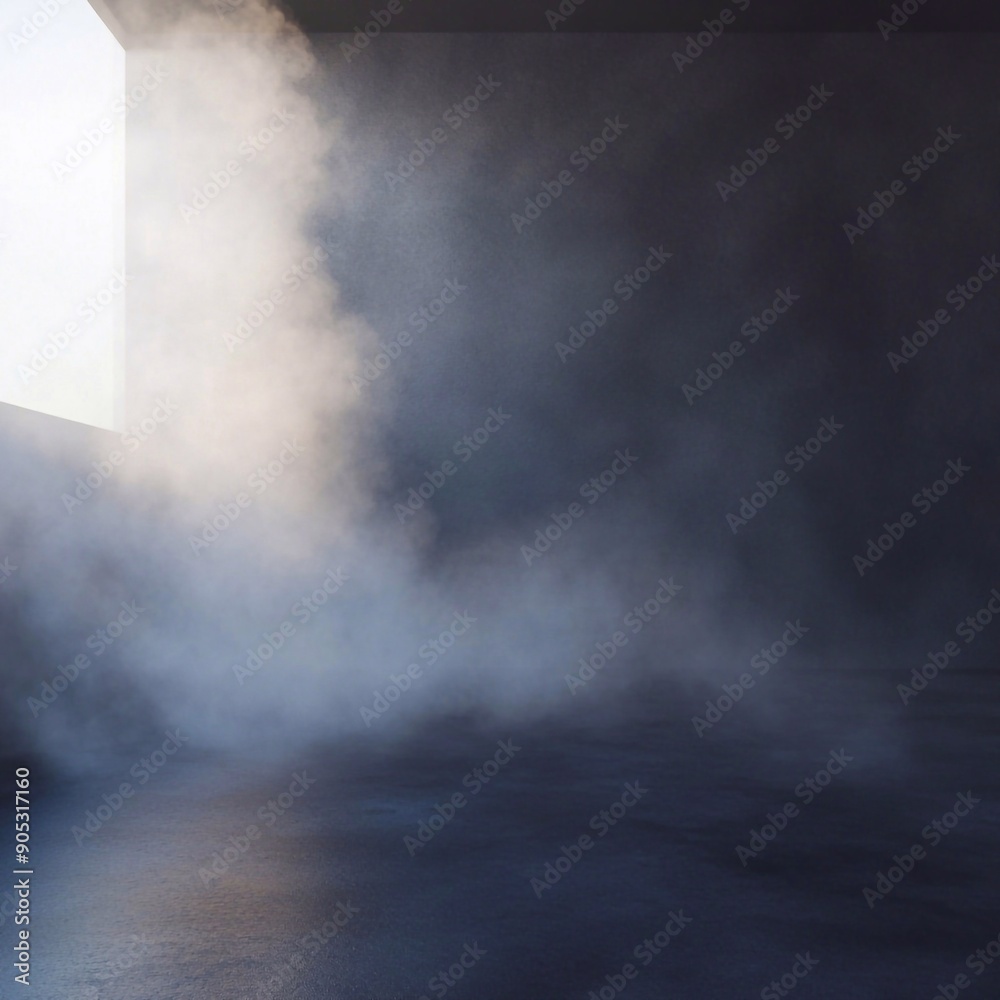 Fototapeta premium dark room with light and smoke, background