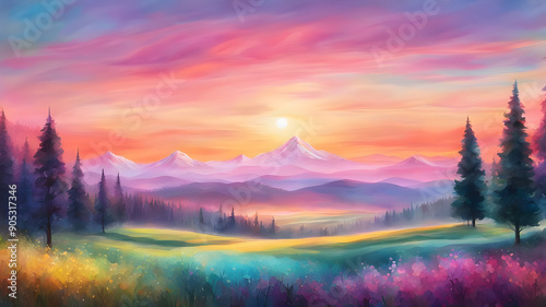 Serene Glassmorphism Landscape