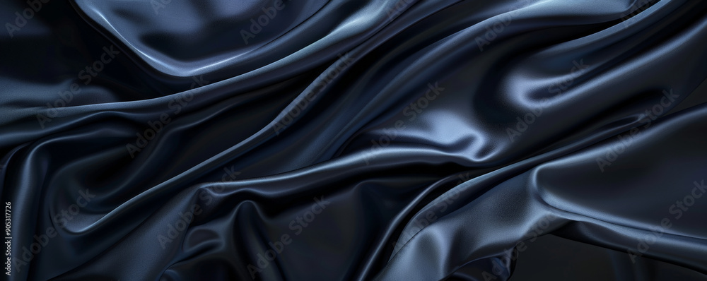Fototapeta premium Dark navy blue backdrop with a smooth, satin-like finish, reflecting light subtly and elegantly.