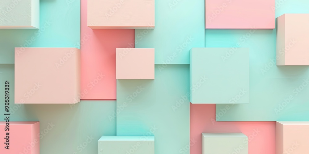 An abstract arrangement of pastel blocks, creating a harmonious and modern visual pattern An abstract arrangement of pastel blocks, creating a harmonious and modern visual pattern