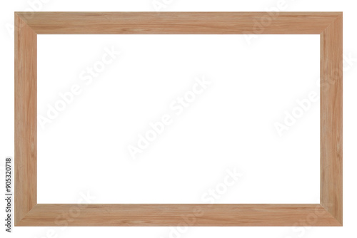 Wood picture frame isolated on transparent background, PNG File