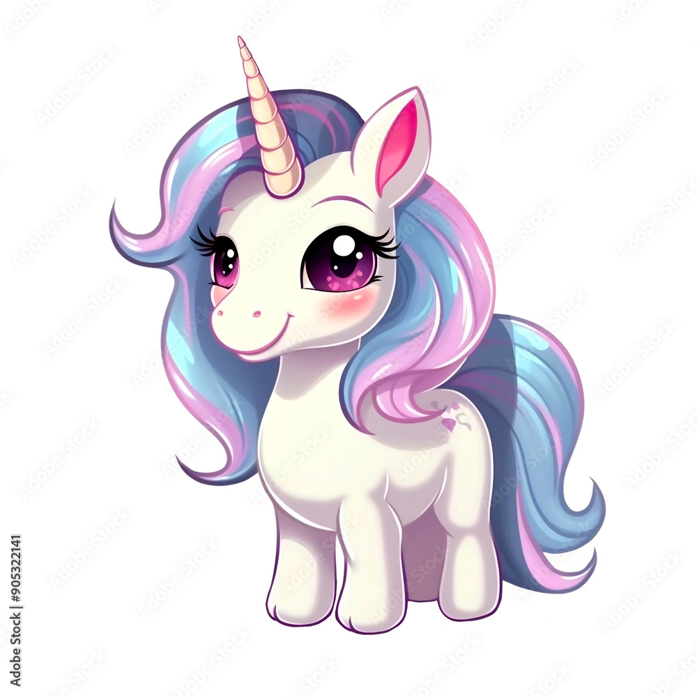 Fototapeta premium Adorable Unicorn with rainbow, Transparent PNG, generated AI 