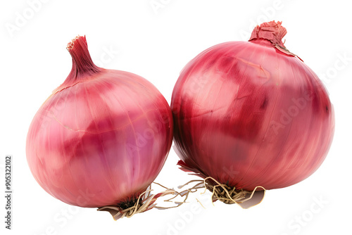 fresh two onions in a row isolated on a transparent background