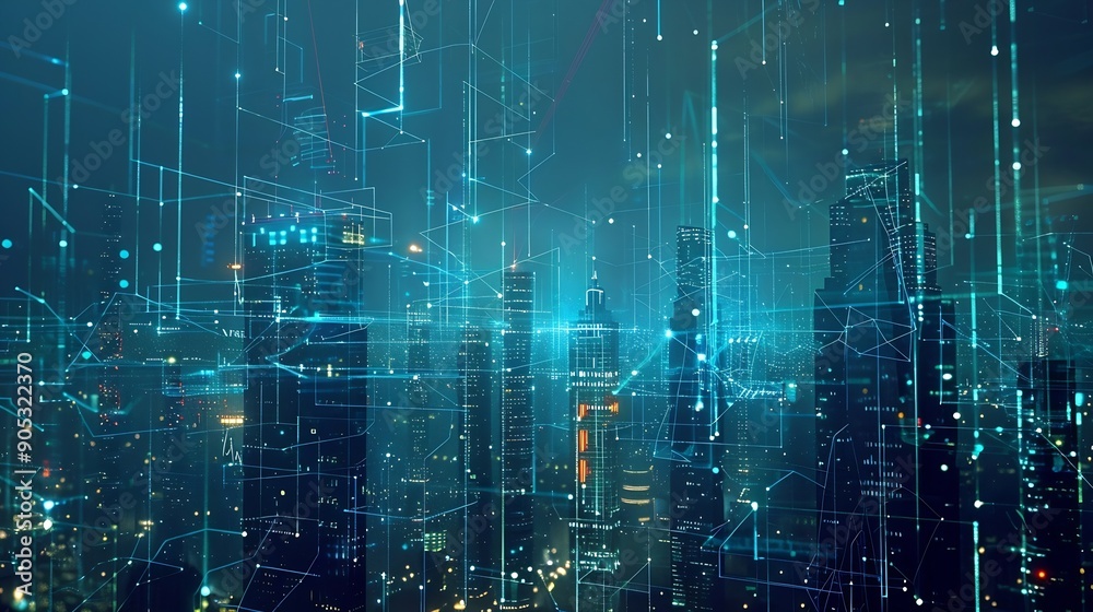 Smart city connection dot point connect with line network technology metaverse conceptBig data connection technology Telecommunication and communication network concept : Generative AI Smart city connection dot point connect with line network technology metaverse conceptBig data connection technology Telecommunication and communication network concept : Generative AI