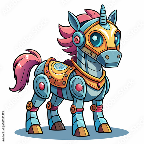 Cute animal robot with white background, full body