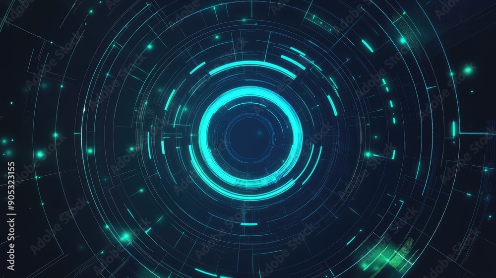 Obraz premium Cyber Security Network, Futuristic Geometric Abstract Wallpaper