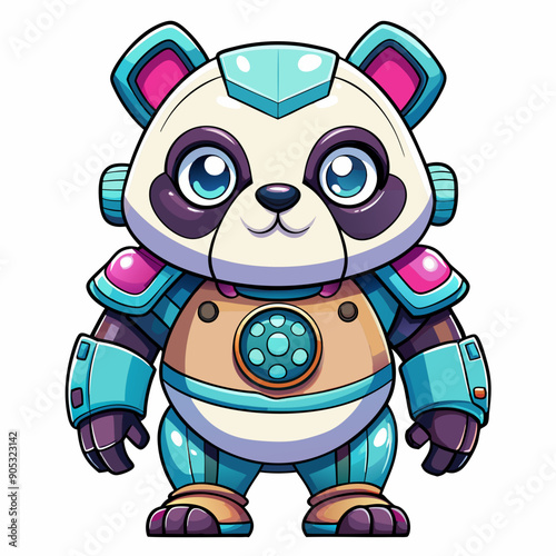 Cute animal robot with white background, full body
