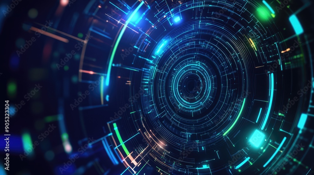 Secure Network Connections, Abstract Technology Wallpaper with Geometric Forms and Neon Highlights Secure Network Connections, Abstract Technology Wallpaper with Geometric Forms and Neon Highlights