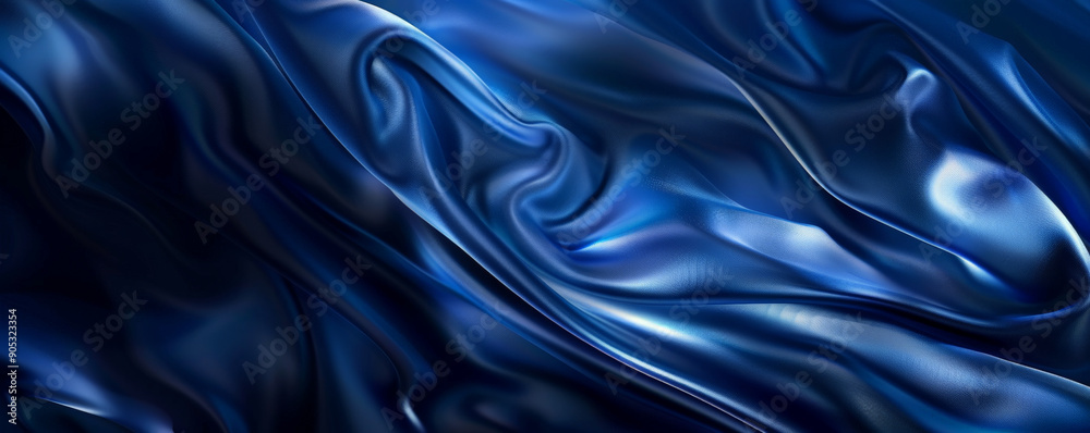 Obraz premium Dark navy blue background with a glossy, smooth texture, reflecting light beautifully.