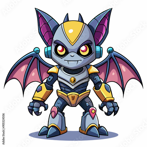 Cute animal robot with white background, full body