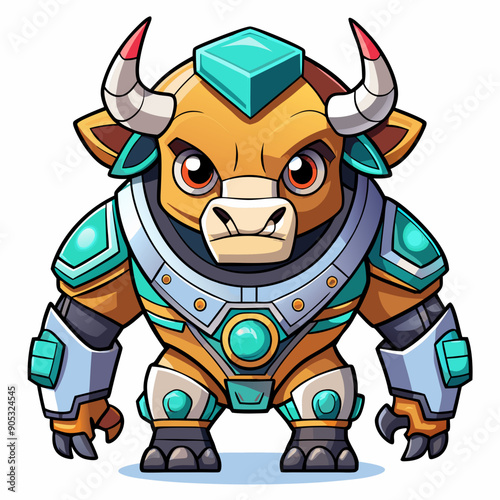 Cute animal robot with white background, full body