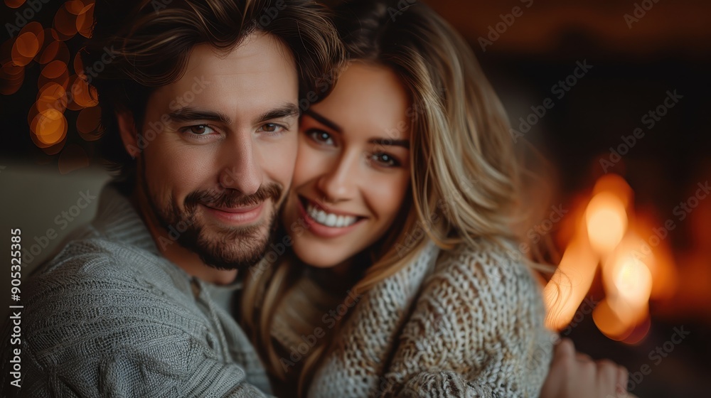 A couple warmly hugs in a cozy setting with a fireplace, exuding a sense of comfort, love, and togetherness. Their smiles reflect deep affection and connection. A couple warmly hugs in a cozy setting with a fireplace, exuding a sense of comfort, love, and togetherness. Their smiles reflect deep affection and connection.