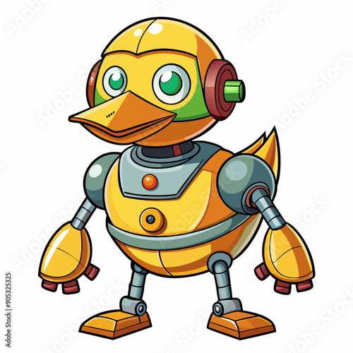Cute animal robot with white background, full body
