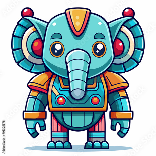 Cute animal robot with white background, full body