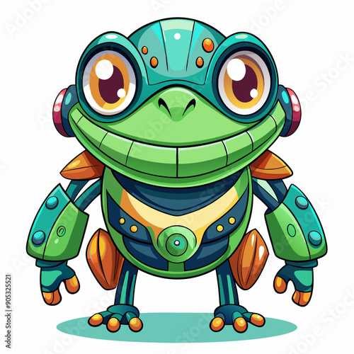 Cute animal robot with white background, full body