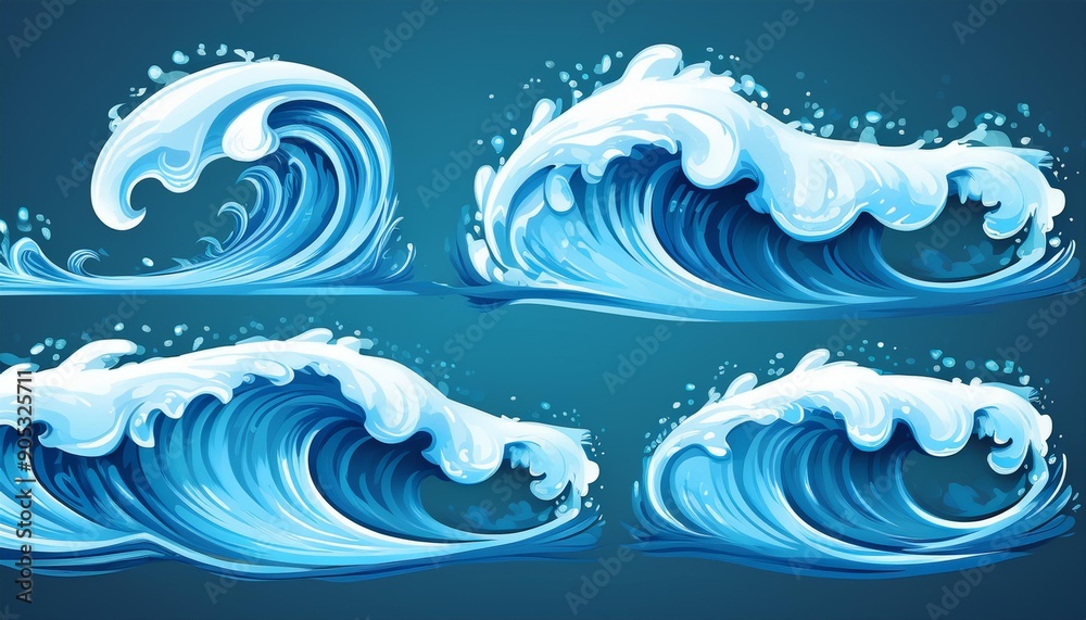 Ocean water wave splash. Sea surf cartoon vector icon. Liquid drop stream summer game graphic. Isolated fluid high falling tsunami swirl vfx design. Storm motion clipart for environment illustration Ocean water wave splash. Sea surf cartoon vector icon. Liquid drop stream summer game graphic. Isolated fluid high falling tsunami swirl vfx design. Storm motion clipart for environment illustration