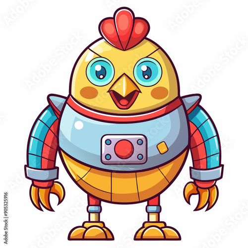 Cute animal robot with white background, full body