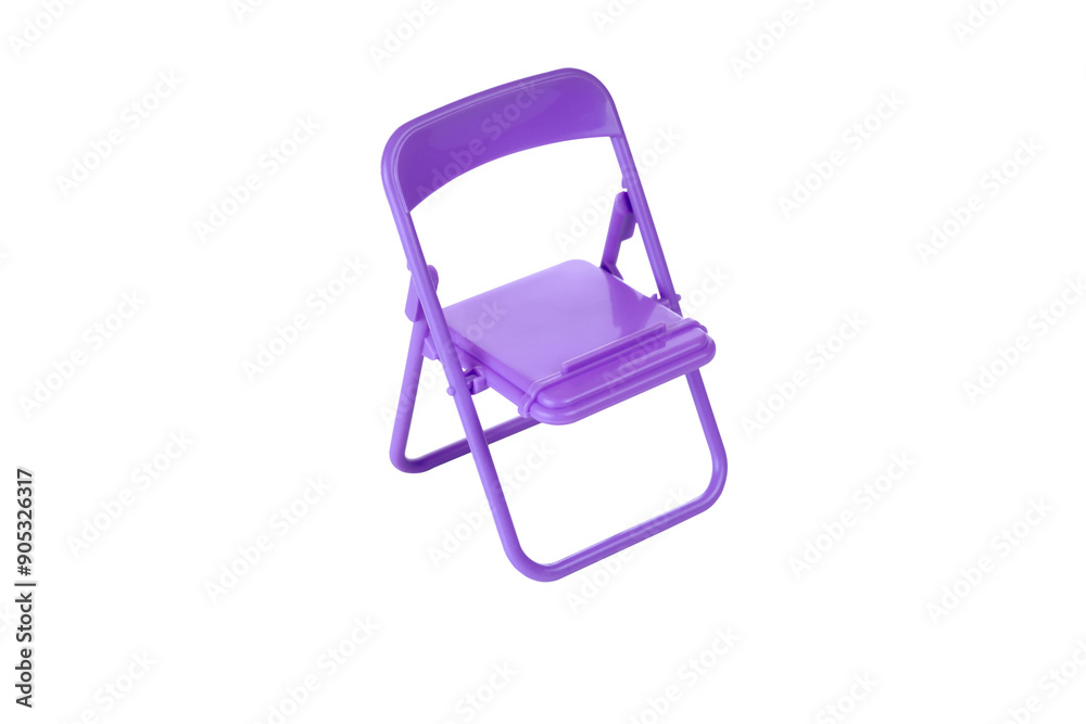 Model of a purple folding chair isolated on a white background with clipping path. Model of a purple folding chair isolated on a white background with clipping path.