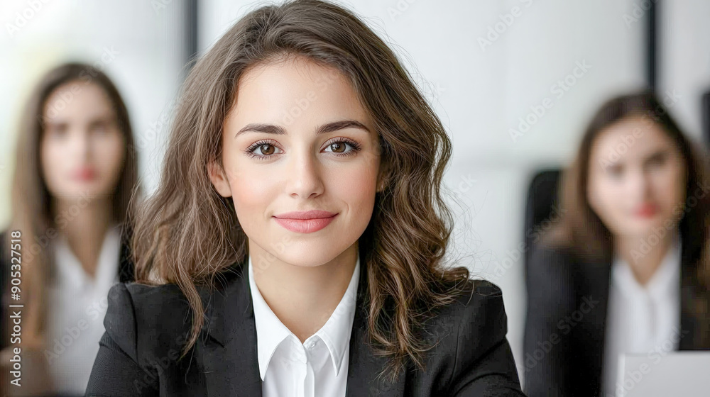 Confident Young Professional A Successful and Good-Looking Woman Team Leader Start-up CEO Lawyer or Boss in an Office Setting Exemplifying Leadership and Professionalism with Her Team in the Back Confident Young Professional A Successful and Good-Looking Woman Team Leader Start-up CEO Lawyer or Boss in an Office Setting Exemplifying Leadership and Professionalism with Her Team in the Back
