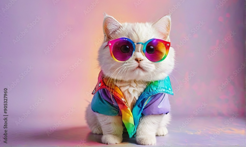 Elegant Cat with Sunglasses and Roses Elegant Cat with Sunglasses and Roses