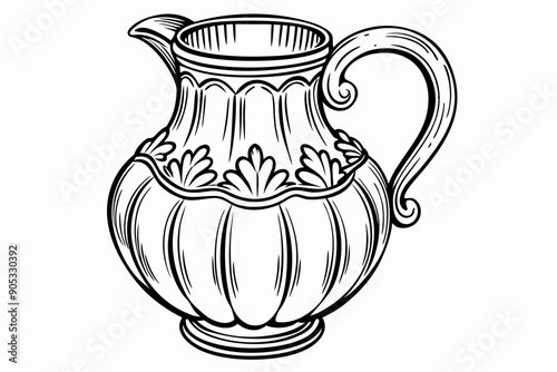 Various beautiful antique vintage jugs vector illustration 