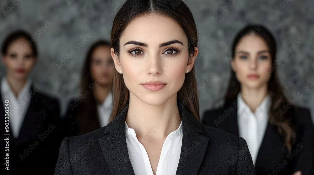 Confident Young Professional A Successful and Good-Looking Woman Team Leader Start-up CEO Lawyer or Boss in an Office Setting Exemplifying Leadership and Professionalism with Her Team in the Back Confident Young Professional A Successful and Good-Looking Woman Team Leader Start-up CEO Lawyer or Boss in an Office Setting Exemplifying Leadership and Professionalism with Her Team in the Back