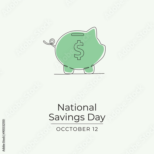 National Savings Day vector design template good for celebration usage. National Savings Day design. Continuous line drawing. eps 10.