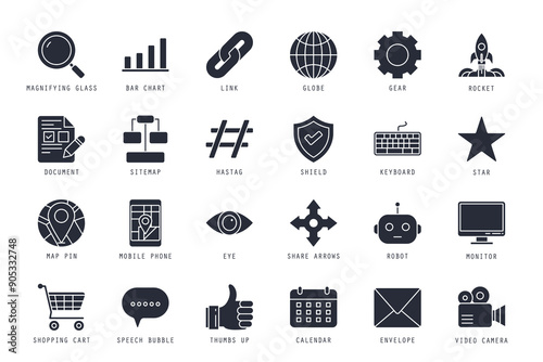 Set of SEO icons vector illustration. icons bundle isolated on white background