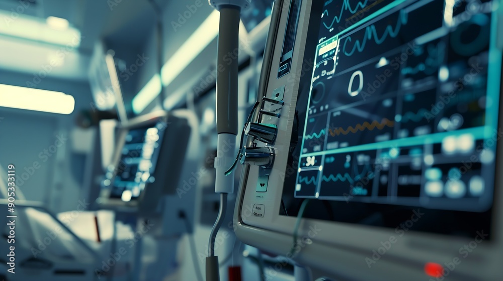 close up view of ICU health care device medical topic : Generative AI close up view of ICU health care device medical topic : Generative AI