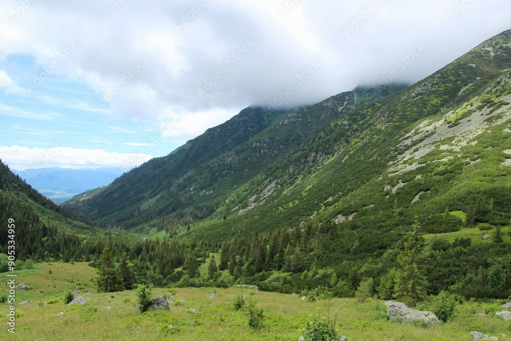 Hills with fog in National park Tatra mountains Hills with fog in National park Tatra mountains