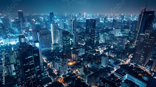 Wallpaper Mural Wireless network and Connection technology concept with Abstract Bangkok city background in panorama view : Generative AI Torontodigital.ca