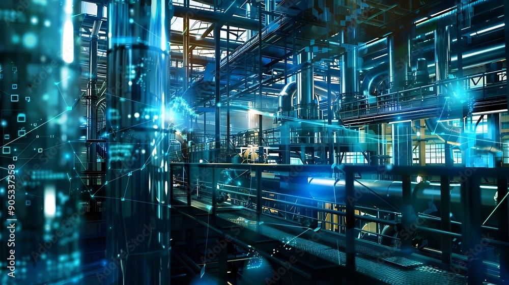 Modern factory and communication network concept Telecommunication IoT Internet of Things ICT Information communication Technology 5G Smart factory Digital transformation : Generative AI Modern factory and communication network concept Telecommunication IoT Internet of Things ICT Information communication Technology 5G Smart factory Digital transformation : Generative AI