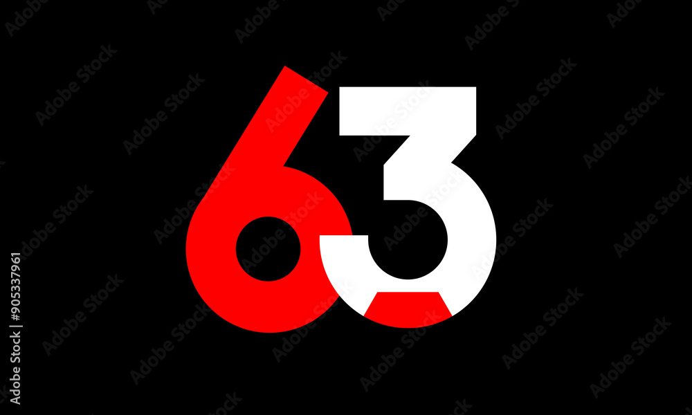 63 Red White Number Geometric Simple Fresh 63 Red White Number Geometric Simple Fresh