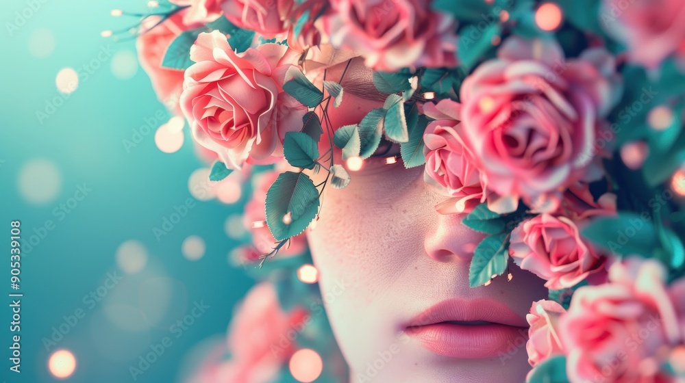 A whimsical and charming design featuring a neon rose border, with playful elements that add a sense of fun and creativity to the image. The design offers plenty of copy space for adding text or A whimsical and charming design featuring a neon rose border, with playful elements that add a sense of fun and creativity to the image. The design offers plenty of copy space for adding text or