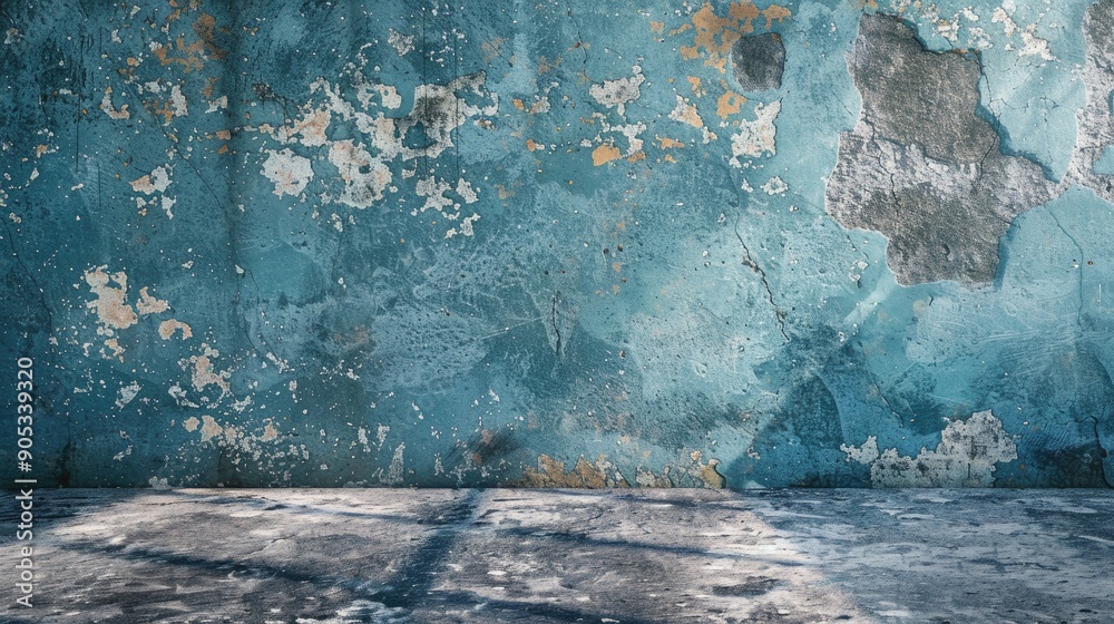 Obraz premium Grunge background with empty space on aged blue wall