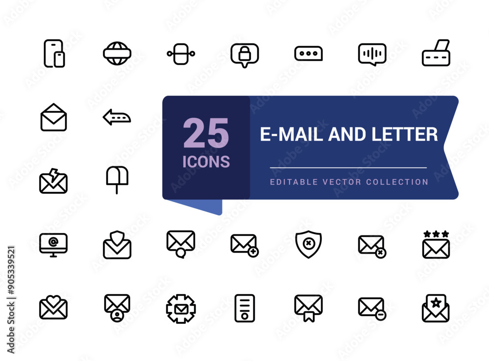 E-Mail And Letter icon set. Related to Newsletter, Email document, Correspondence icons. Minimalist thin linear web ui icon set. Simple editable vector stroke illustration. E-Mail And Letter icon set. Related to Newsletter, Email document, Correspondence icons. Minimalist thin linear web ui icon set. Simple editable vector stroke illustration.