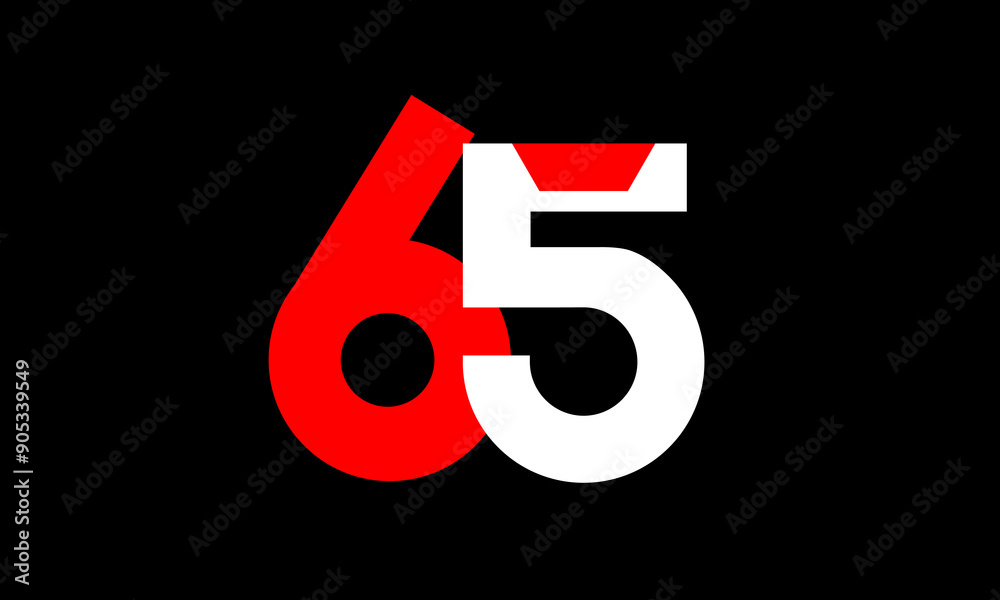 65 Red White Number Geometric Simple Fresh 65 Red White Number Geometric Simple Fresh