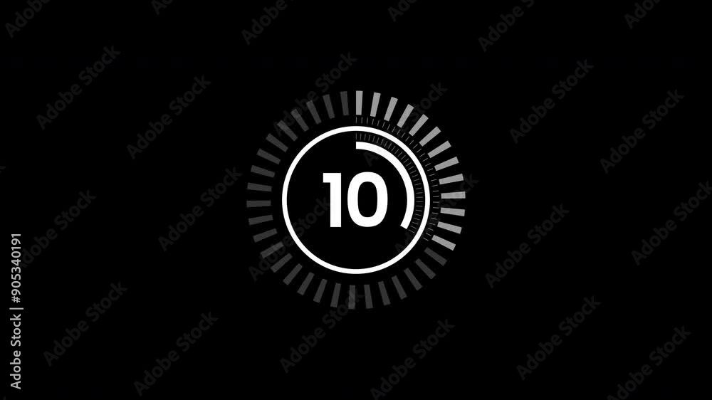 15 second countdown animation on black background. 4k video 15 second countdown animation on black background. 4k video