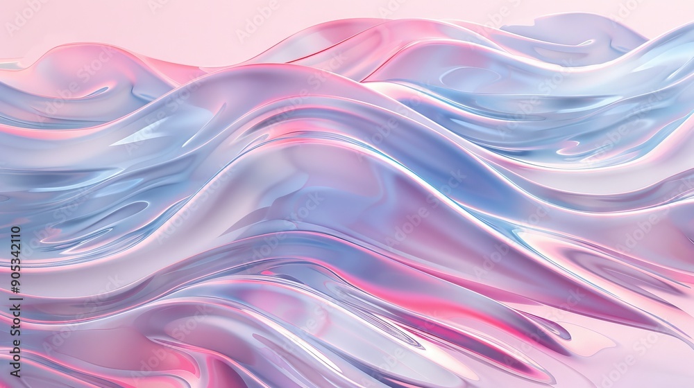 Soft and flowing pastel waveforms with glossy, fluid textures and elegant gradient design in a 3d background Soft and flowing pastel waveforms with glossy, fluid textures and elegant gradient design in a 3d background