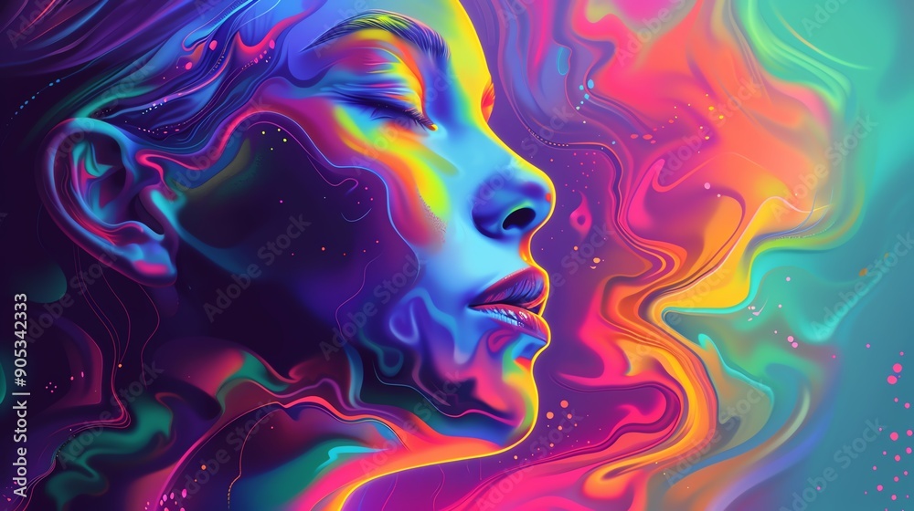 A vibrant, artistic representation of a woman's profile, blending colors and shapes to evoke emotion and creativity. A vibrant, artistic representation of a woman's profile, blending colors and shapes to evoke emotion and creativity.