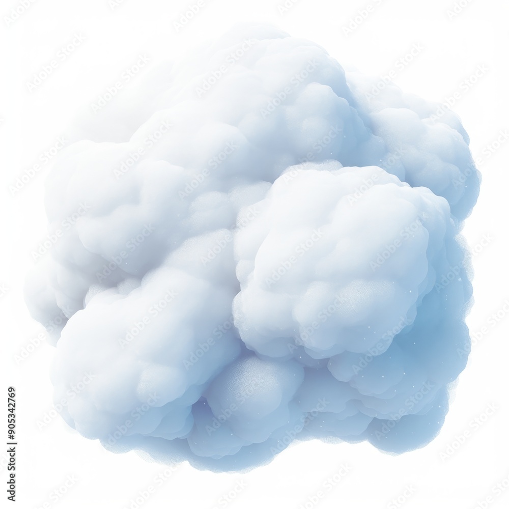 White fluffy cloud with soft texture on isolated white background as unique shape design element White fluffy cloud with soft texture on isolated white background as unique shape design element