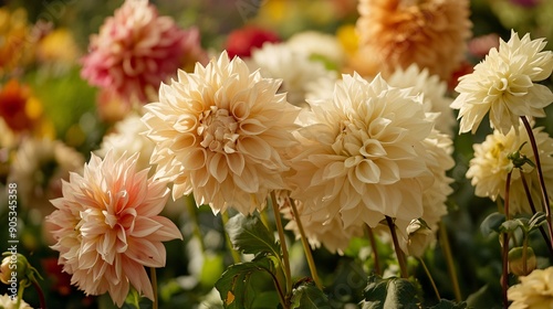 A garden filled with flowers that are beginning to fade and lose their vibrant colors. The soft, golden light of the late summer sun enhances the beauty of the withering petals. This image captures